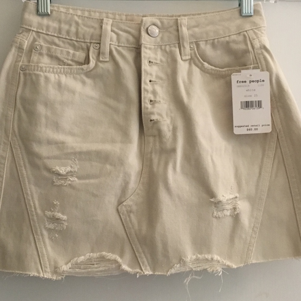NWT Free People denim deconstructed mini skirt